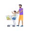 Joyful Father Shopping with His Small Son Banner