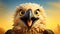 Joyful Flight: Close-Up of a Happy Eagle Head in Cartoon Style