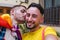 Joyful Gay Friends Capture Love, Friendship, and Pride in a Colorful Selfie at Their Doorstep