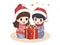 Joyful Gift Exchange - Festive Christmas Illustration