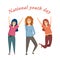 Joyful girls celebrating national youth day. Vector cartoon illustration