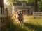 Joyful Golden Retriever in Sunlit Meadow