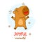 Joyful happy capybara. Vector illustration. Cool card with funny animal character rodent for cards, design, print, cute