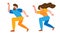 Joyful and happy dance in a flat style. A pair of people characters spend time together. Couple moves one way