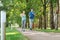 Joyful happy young people enjoying morning jogging