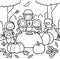 Joyful Harvest: Enchanting Thanksgiving Coloring Scene