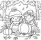 Joyful Harvest: Enchanting Thanksgiving Coloring Scene