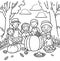 Joyful Harvest: Enchanting Thanksgiving Coloring Scene