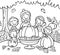 Joyful Harvest: Enchanting Thanksgiving Coloring Scene