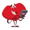 Joyful heart character, happily making phone calls, writes a message