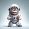 Joyful King Kong Astronaut In 3d With White Background