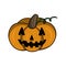 Joyful laughter, pumpkin character, Cute pumpkin laughing on Halloween in cartoon style, vector illustration
