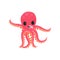 Joyful little octopus having fun and showing his tongue. Cartoon character of marine creature. Flat vector design for