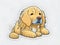 Joyful and Mischievous: Golden Retriever Sticker Collection in Cute Cartoon Style on White Background