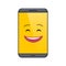 Joyful mobile phone isolated emoticon