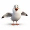 Joyful And Optimistic 3d Pixar Seagull - Animated Cartoon-like Character