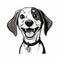 Joyful And Optimistic Cartoon Dog In Black And White Portrait