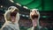 Joyful And Optimistic Goose Mascot Supporting Soccer Team In Cinematic Stadium