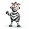 Joyful And Optimistic Zebra Cartoon Character In Caninecore Style