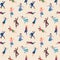 Joyful people jumping seamless pattern. Man and woman happy leap energetic. Vector illustration