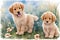 Joyful Puppies in Whimsical Watercolors