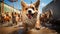Joyful Puppy Playtime Cute Puppies Having Fun in Lively Interaction, Generative Ai