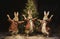 Joyful Rabbits Dancing Around Christmas Tree