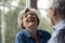 Joyful retired husband make beloved aged wife cry with laughter