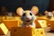 Joyful rodent Little mouses smile in a delightful cheese cartoon