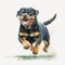 Joyful Rottweiler in Watercolor Running and Having Fun AI Generated