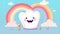 Joyful smiling tooth with cheerful eyes and mouth against vibrant backdrop