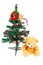 Joyful studio shot of a Christmas tree with colorful ornaments,