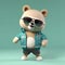 Joyful, stylish 3D bear character with full body, donning apparel and shades, against a backdrop. Generative AI