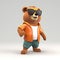 Joyful, stylish 3D bear character with full body, donning apparel and shades, against a backdrop. Generative AI