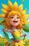 joyful Sunflower Fairy: Nature\'s Beauty in Cartoon Form