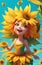 joyful Sunflower Fairy: Nature\'s Beauty in Cartoon Form