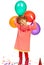 Joyful toddler girl with balloons