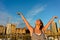 Joyful tourist enjoying european summer vacation