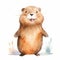 Joyful Watercolor Illustration Of A Cute Beaver