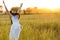 Joyful woman in a field