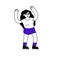 Joyful Woman. Success and good luck. Modern trendy outline female character. Young girl raise up hands.