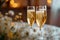 Joyous occasion Champagne glasses raised high in wedding celebration