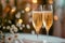 Joyous occasion Champagne glasses raised high in wedding celebration