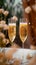 Joyous occasion Champagne glasses raised high in wedding celebration