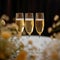 Joyous occasion Champagne glasses raised high in wedding celebration