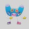 Joystick Cartoon Character. Controller Vector Illustration with Shooting Gesture. Angry Wireless Gamepad