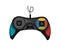 Joystick. Cartoon video game console. Entertainment play technology. Gamepad vector icon. Game-play console isolated on