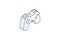 joystick, gaming isometric icon. 3d line art technical drawing. Editable stroke vector