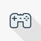 Joystick, gaming thin line flat color icon. Linear vector symbol. Colorful long shadow design.