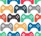 Joystick seamless pattern. Retro gamepad texture. Vintage video